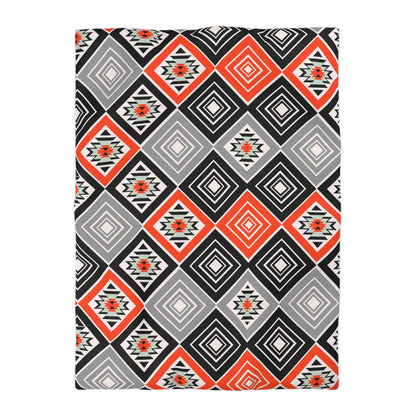 Tribal Aztec Diamond Geometry Duvet Cover - Cultural Heritage Inspired Bedding