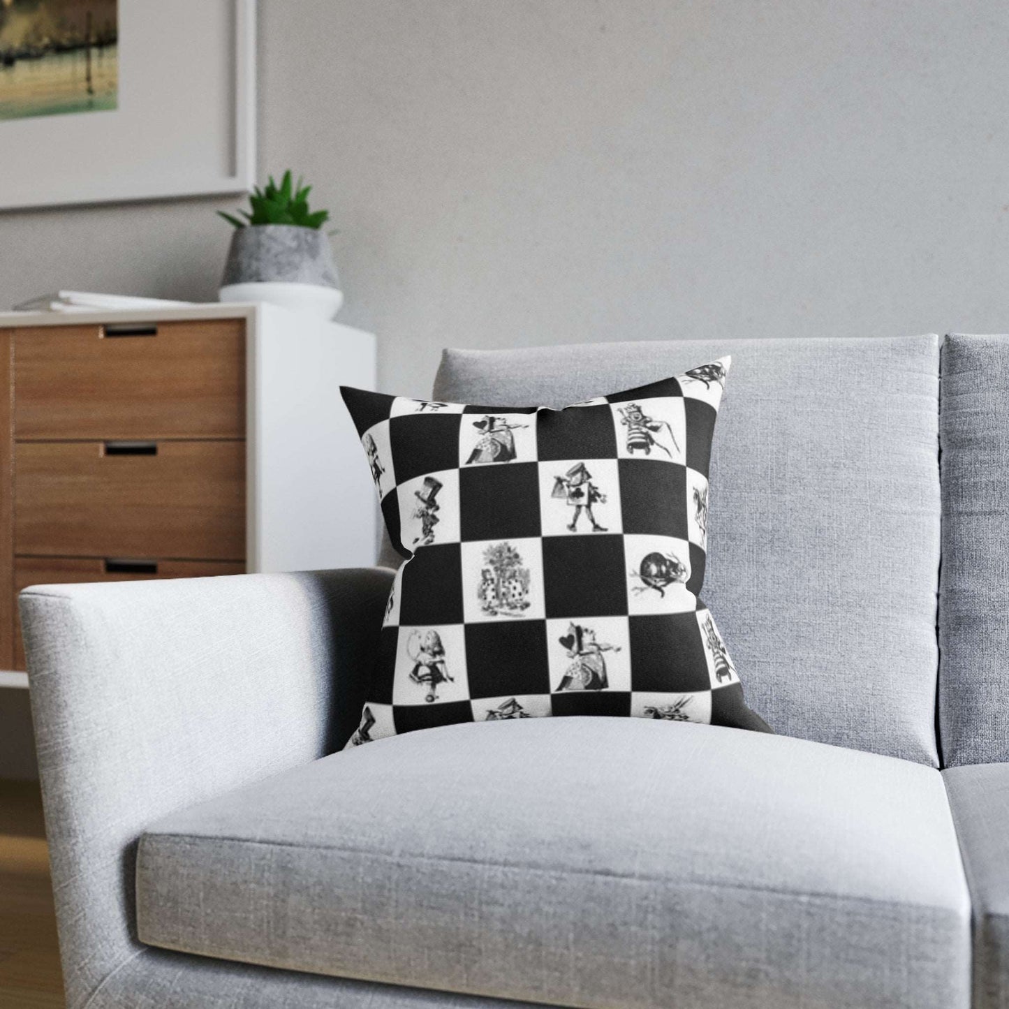 Checker Board Square Pillow - Alice Design