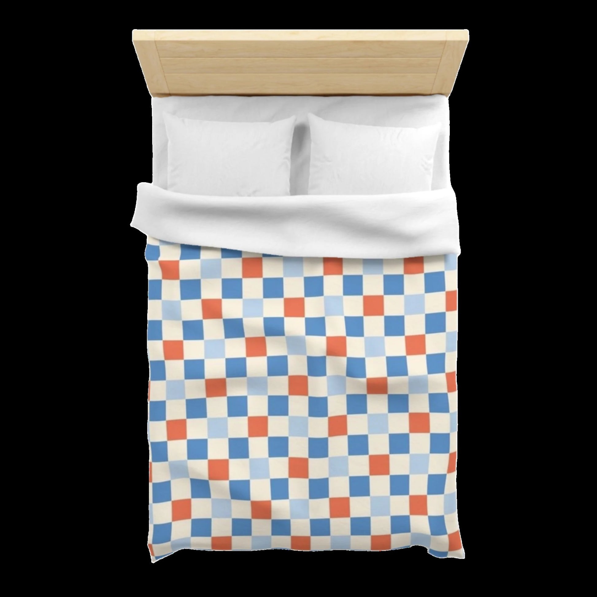 4th of July Blue Checkered Board Duvet Cover - Independence Day Bedroom Furniture, Star-Spangled Bedding