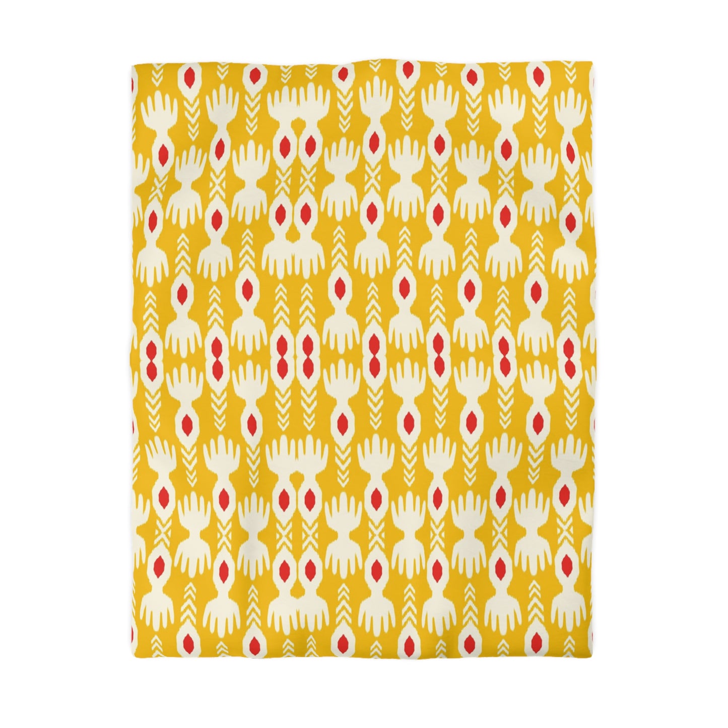 Tribal Yellow Ikat Microfiber Duvet Cover - Exotic Bohemian Global-Inspired Tribal Pattern Bedroom