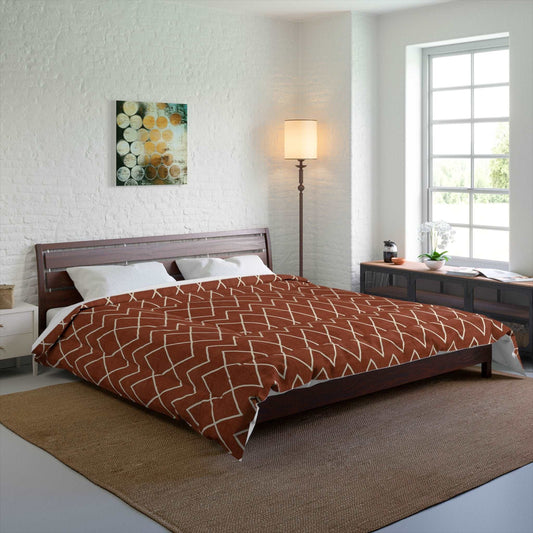 Avoca in Terracotta Rust Microfiber Polyester Comforter Set - Stylish Modern Bedroom Furniture