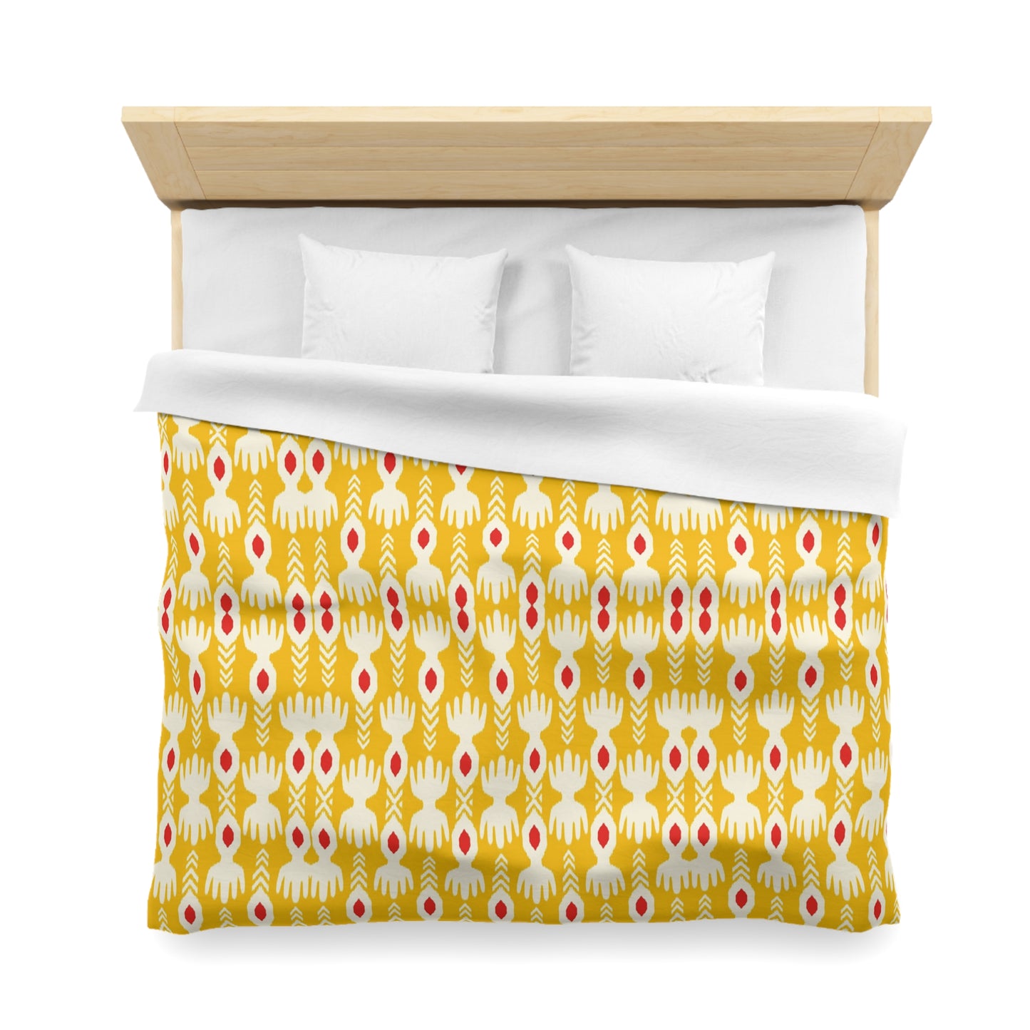 Tribal Yellow Ikat Microfiber Duvet Cover - Exotic Bohemian Global-Inspired Tribal Pattern Bedroom