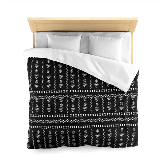 Tribal Black and White Boho Duvet Cover - Bold and Modern Global-Inspired Bedroom