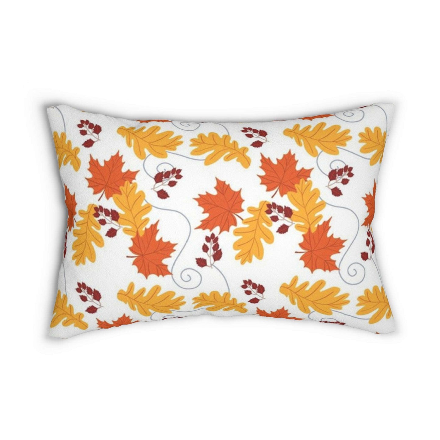 Autumn Leaves in the Wind White Accents Spun Polyester Lumbar Pillow - Seasonal Fall Throw Pillow