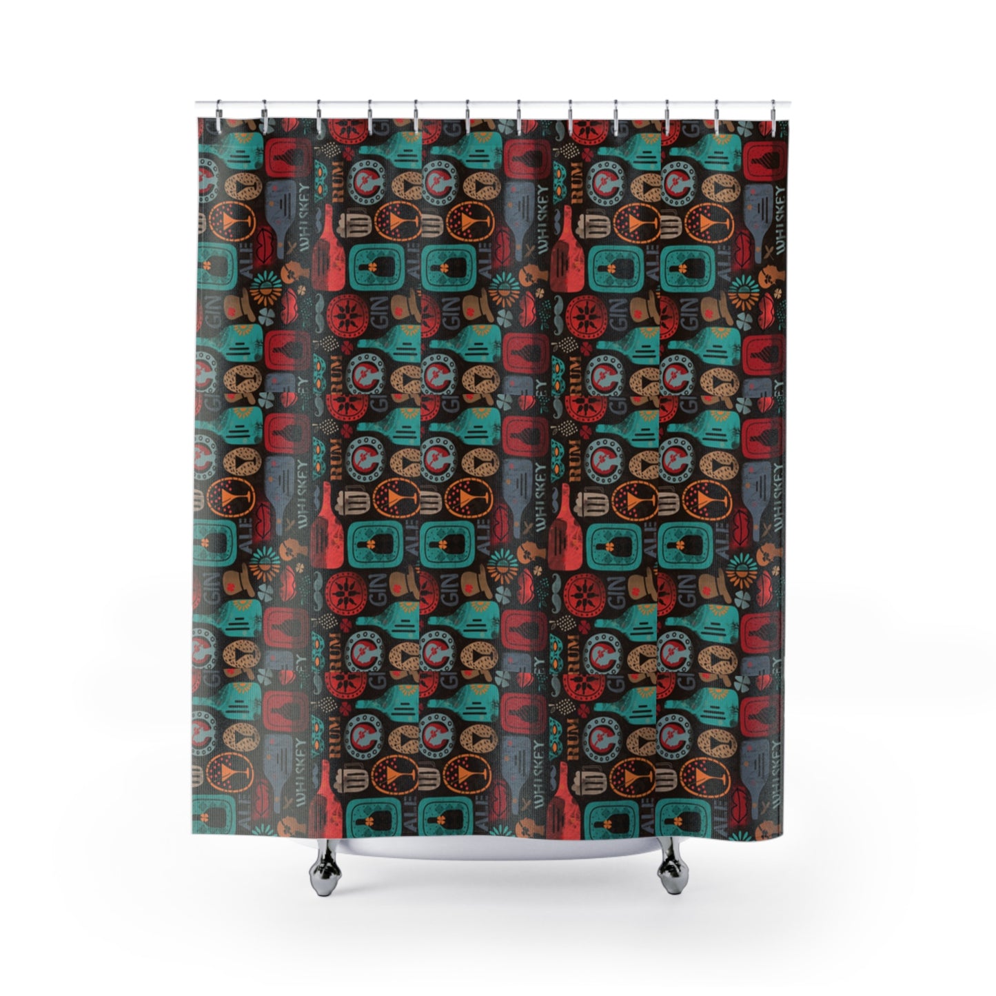 Vintage Prohibition Cocktails Shower Curtain - Classic Cocktail Bar Bathroom