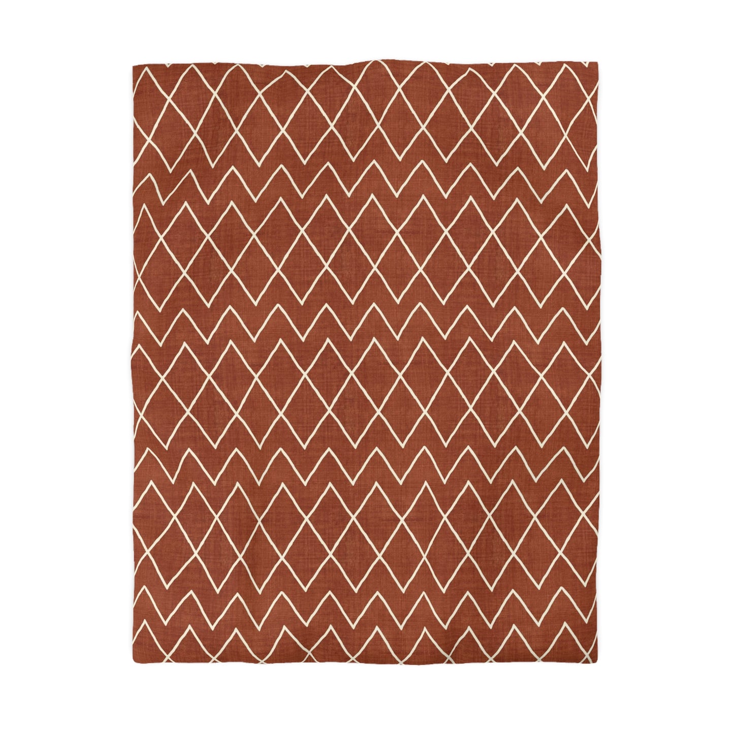 Terracotta Rust Avoca Microfiber Duvet Cover Set - Stylish Southwestern Inspired Rustic Bedding Collection