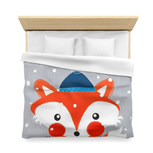 Christmas Fox with Fiery Lights Duvet Cover - Cozy Holiday Bedding for a Warm Festive Glow