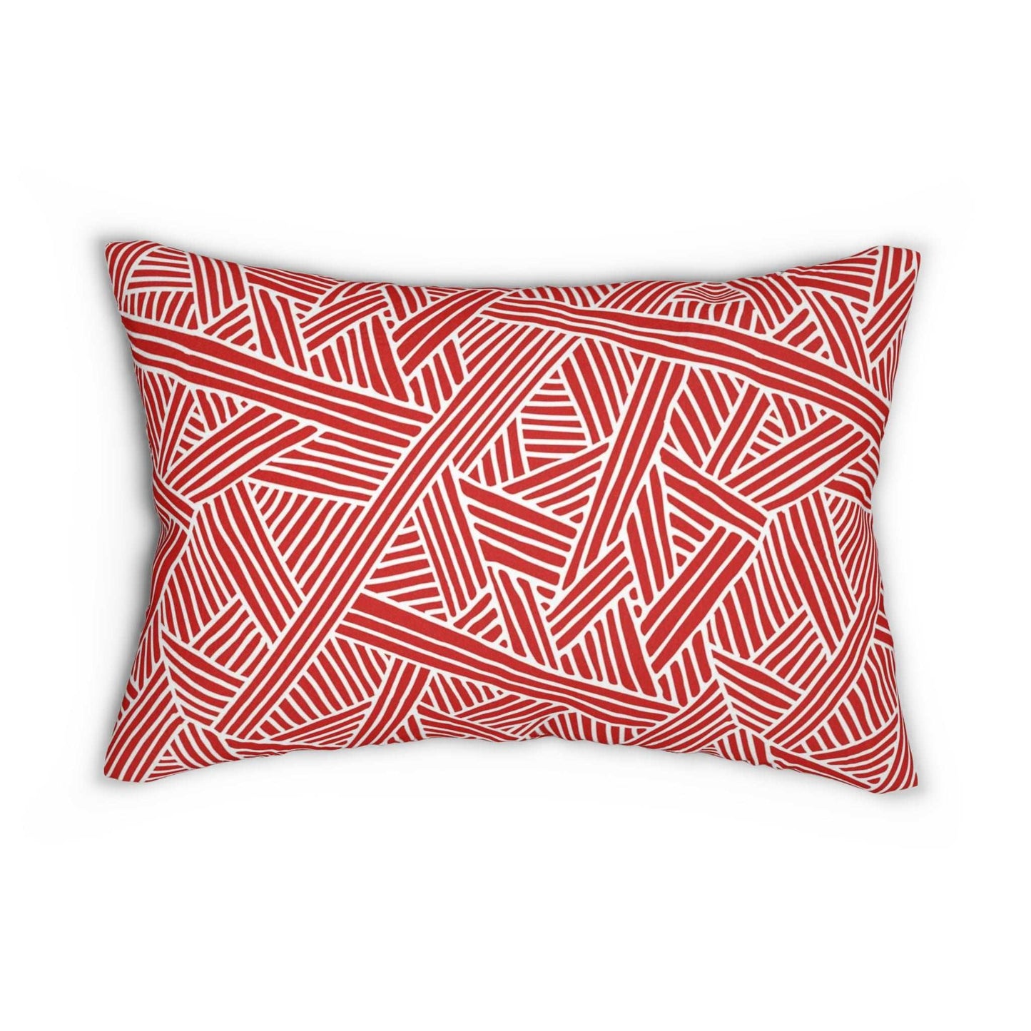 Abstract Navy Red & White Lines Pattern Lumbar Pillow