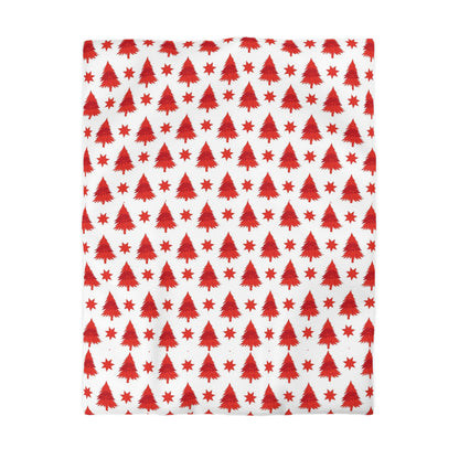 Duvet Cover - Christmas Stars and Trees in Red