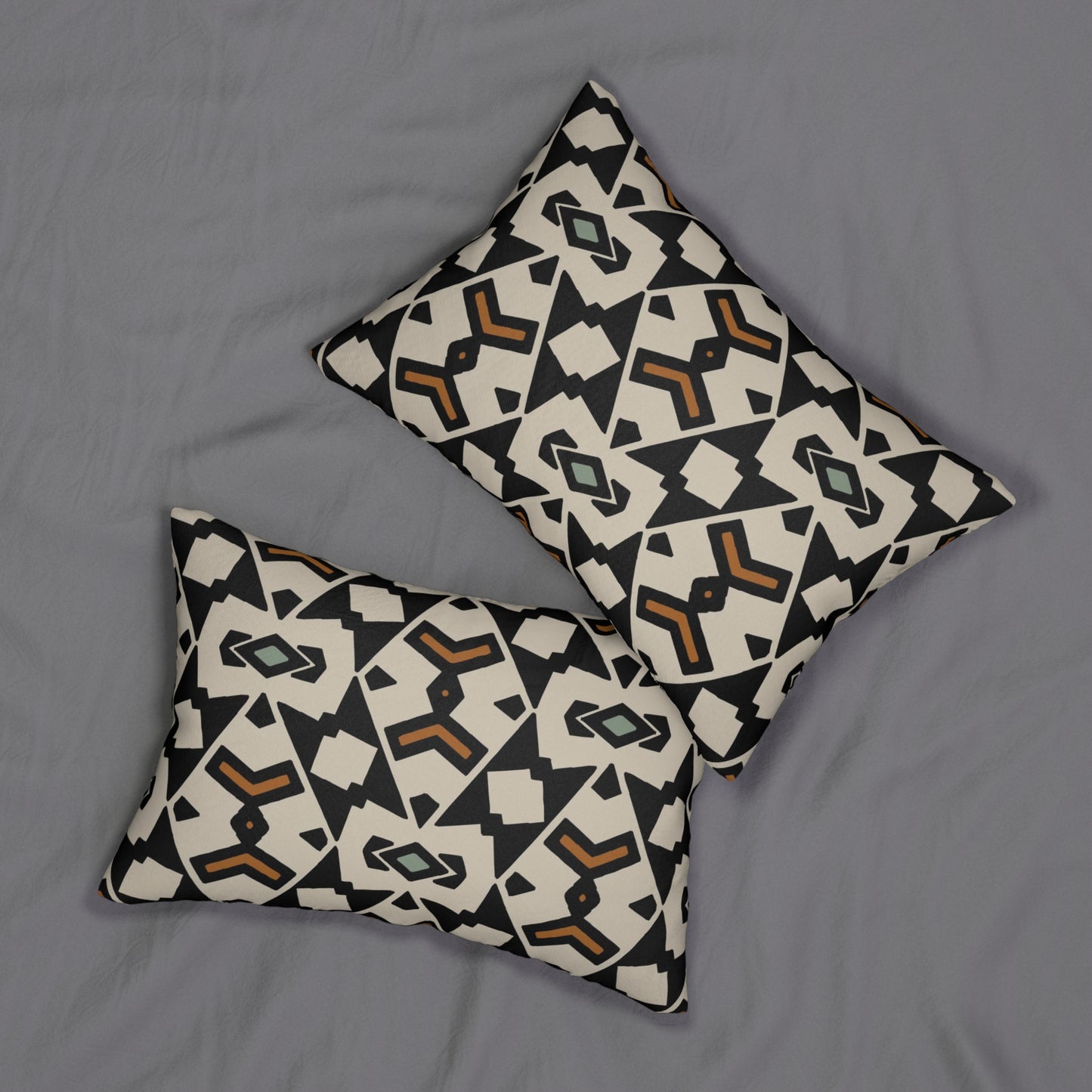 Unique Ethnic Geometric Tribal Pattern Spun Polyester Lumbar Pillow