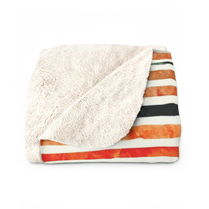 Cozy Fall Stripes Sherpa Fleece Blanket - Luxury Soft Throw Blanket