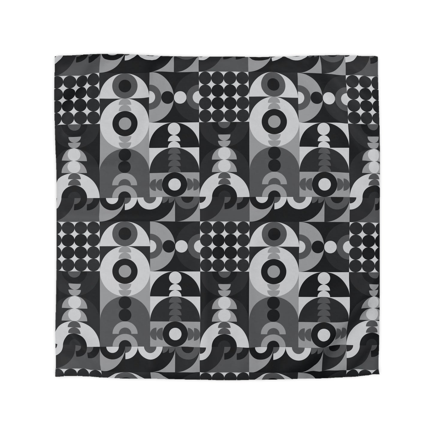 Modern Black Palette Shapes Microfiber Duvet Cover - Unique Geometric Pattern Bedding