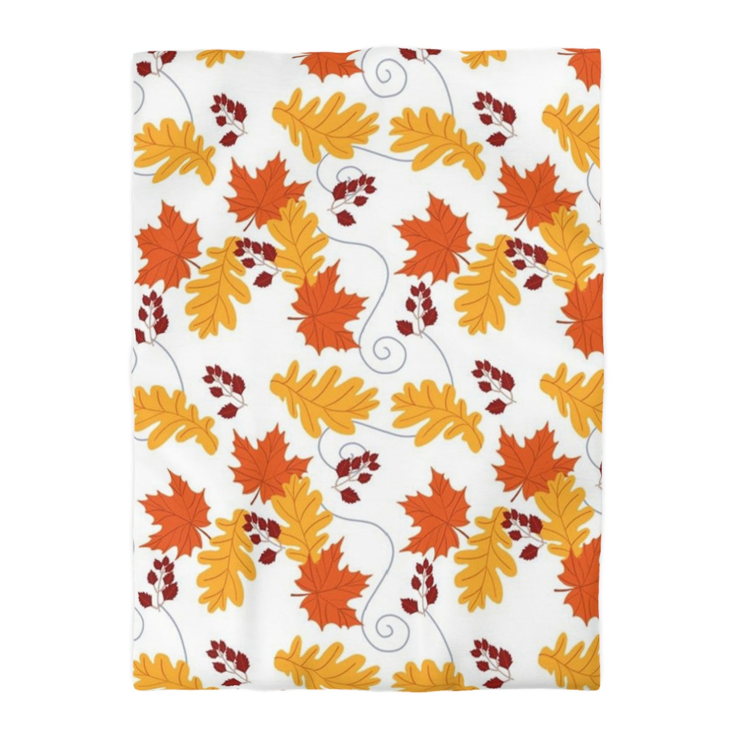 Crisp Autumn Mornings White Leaves Duvet Cover - Soft Microfiber Fall Decor