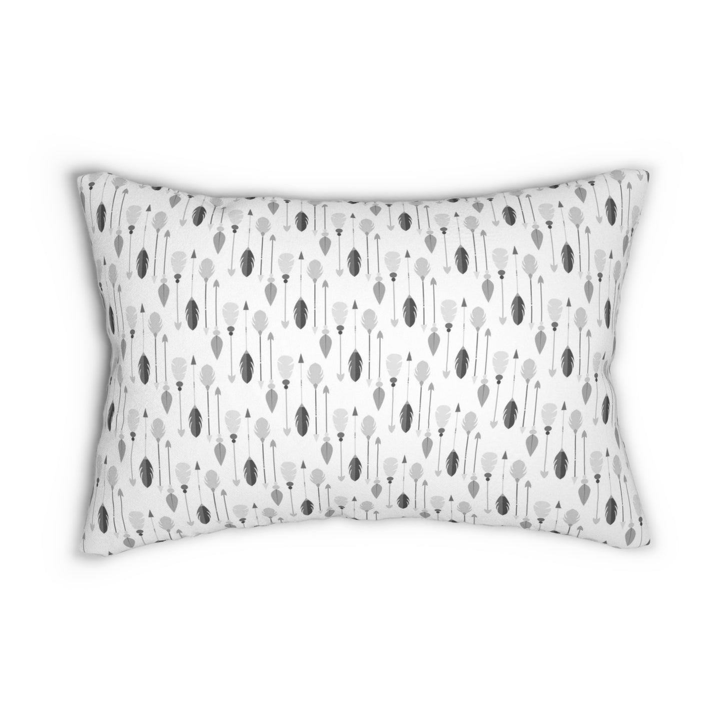 Bohemian Arrows Feathers B&W Spun Polyester Lumbar Pillow