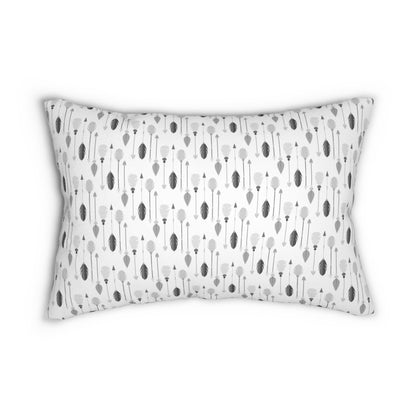 Bohemian Arrows Feathers B&W Spun Polyester Lumbar Pillow