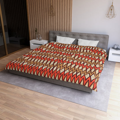 Red Tribal Geometry Duvet Cover - Bold and Vibrant Global-Inspired Bedroom