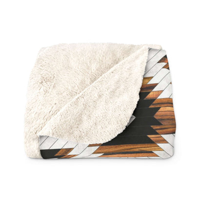 Aztec Geometric Design Sherpa Fleece Blanket - Modern Rustic Home Decor Throw