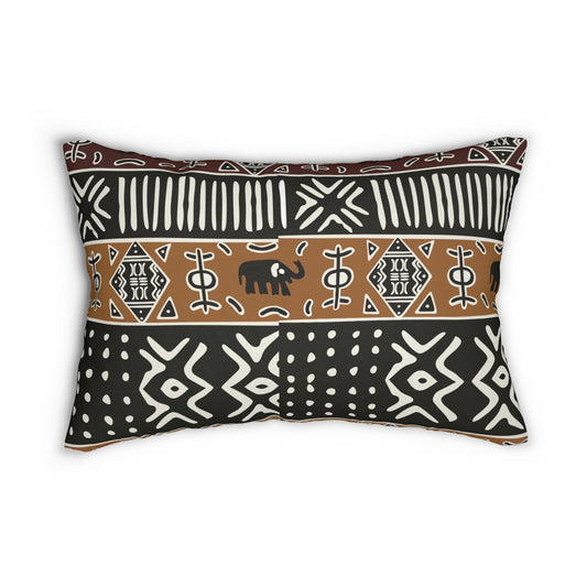 Handcrafted African Mudcloth Tribal Design Spun Polyester Decorative Pillow