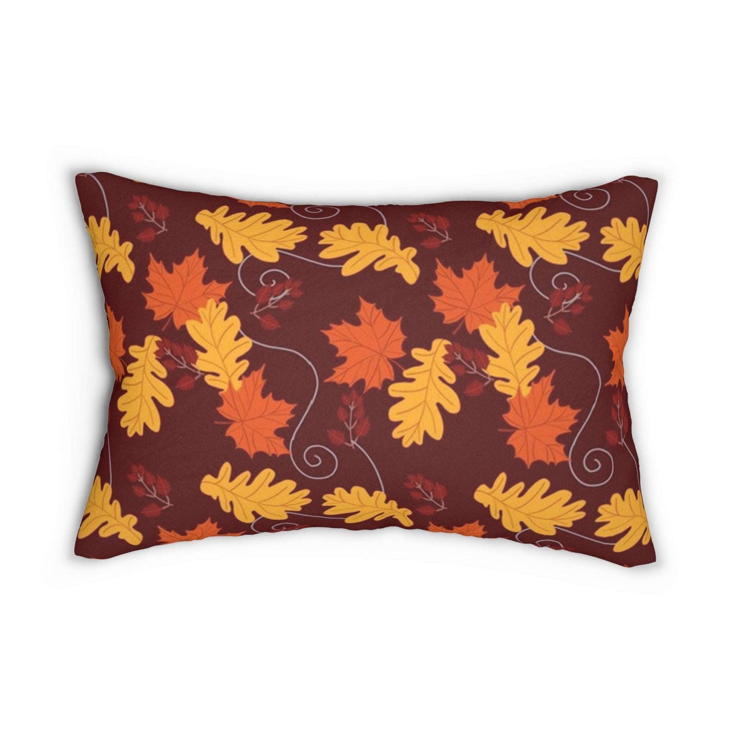 Autumn Leaves in the Wind Dark Red Accents Spun Polyester Lumbar Pillow - Seasonal Fall Throw Pillow