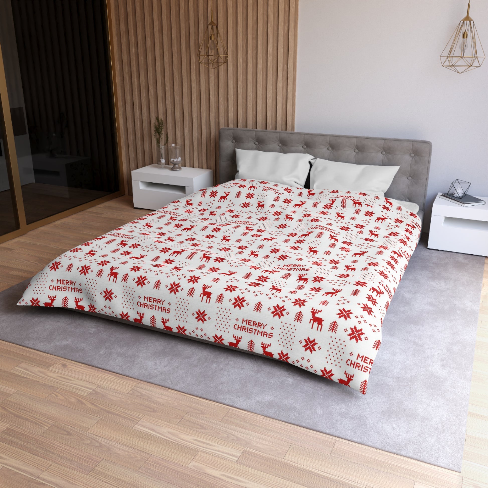 Retro Red Christmas Pattern Duvet Cover