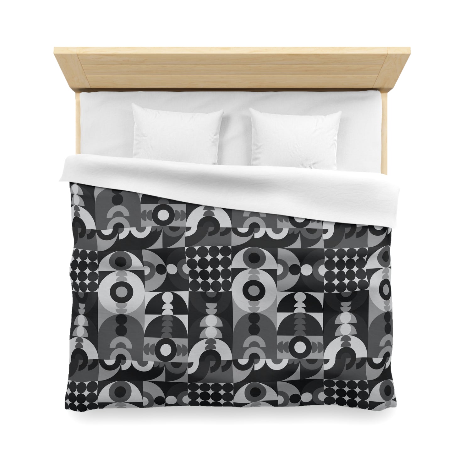 Modern Black Palette Shapes Microfiber Duvet Cover - Unique Geometric Pattern Bedding