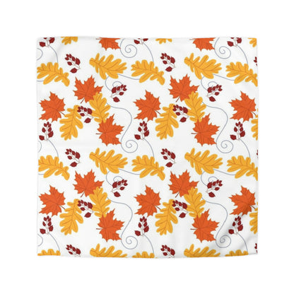 Crisp Autumn Mornings White Leaves Duvet Cover - Soft Microfiber Fall Decor