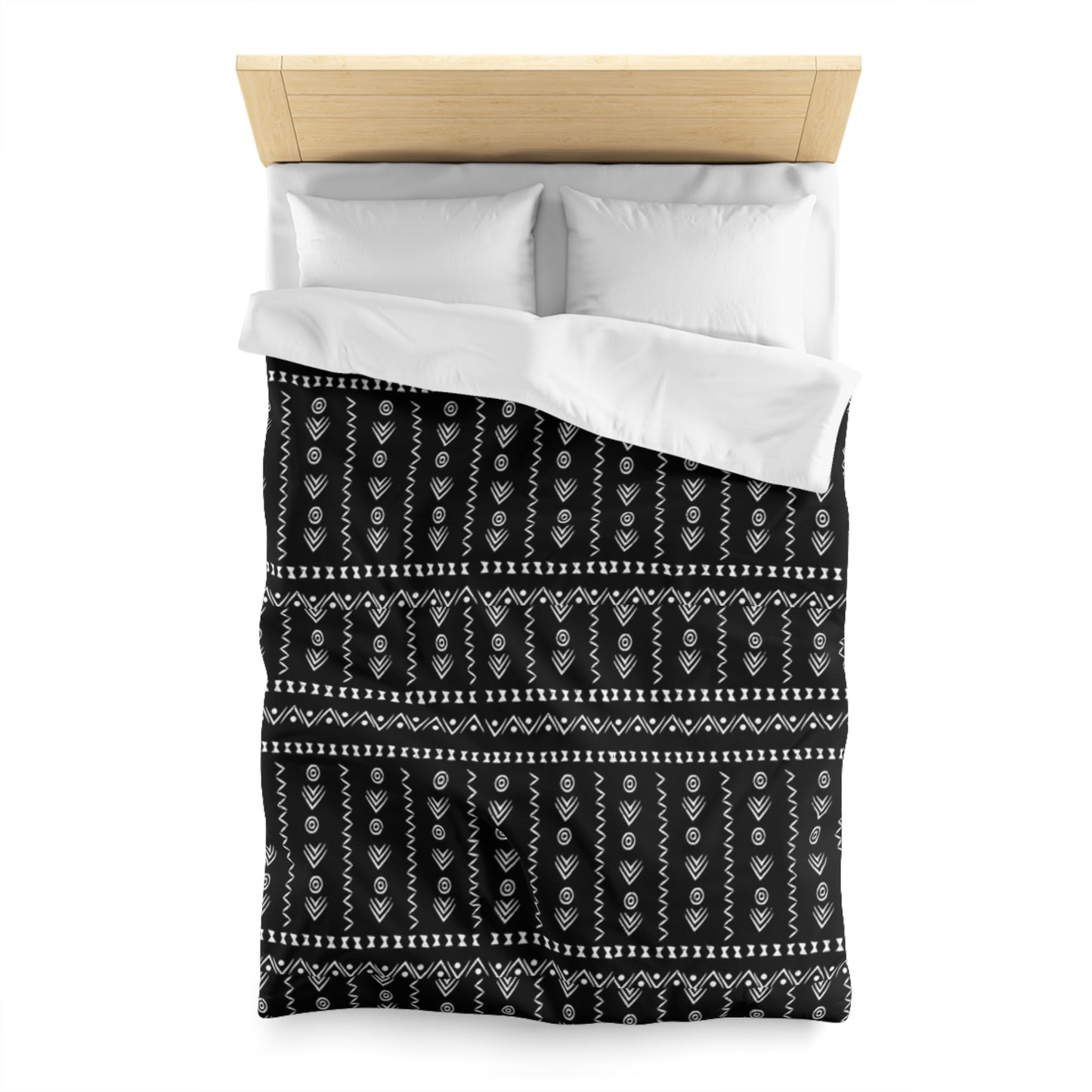 Tribal Black and White Boho Duvet Cover - Bold and Modern Global-Inspired Bedroom