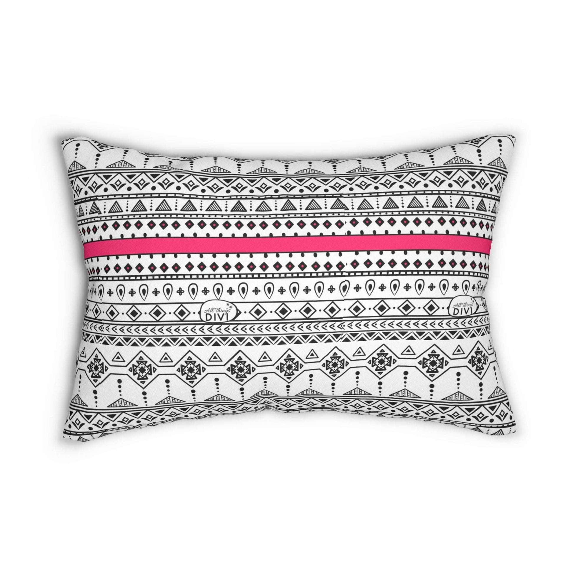 Aztec Pattern with Pink Ribbon Design Spun Polyester Lumbar Pillow