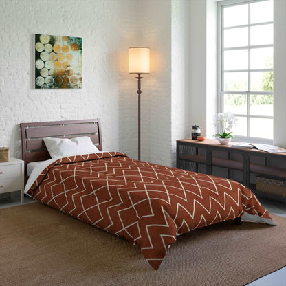 Avoca in Terracotta Rust Microfiber Polyester Comforter Set - Stylish Modern Bedroom Furniture