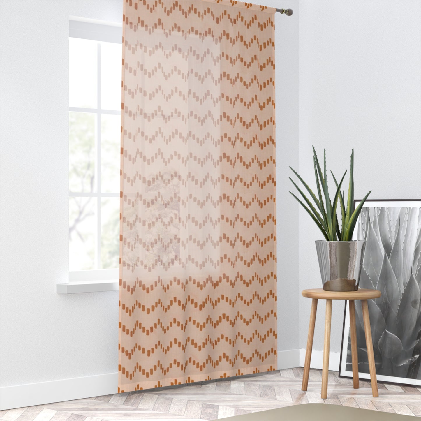 Zigzag Pattern Window Curtain - Trendy Geometric Home Accessories