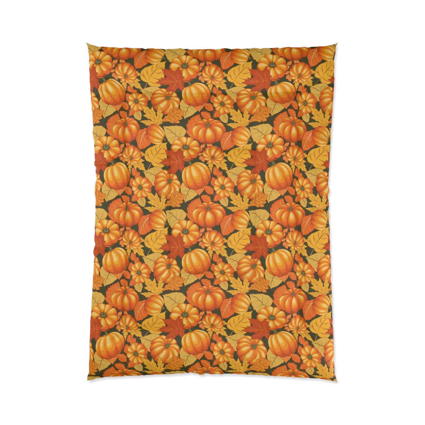 Fall Pumpkin in Autumn Leaves Soft Comforter Set - Rustic Home Bedding