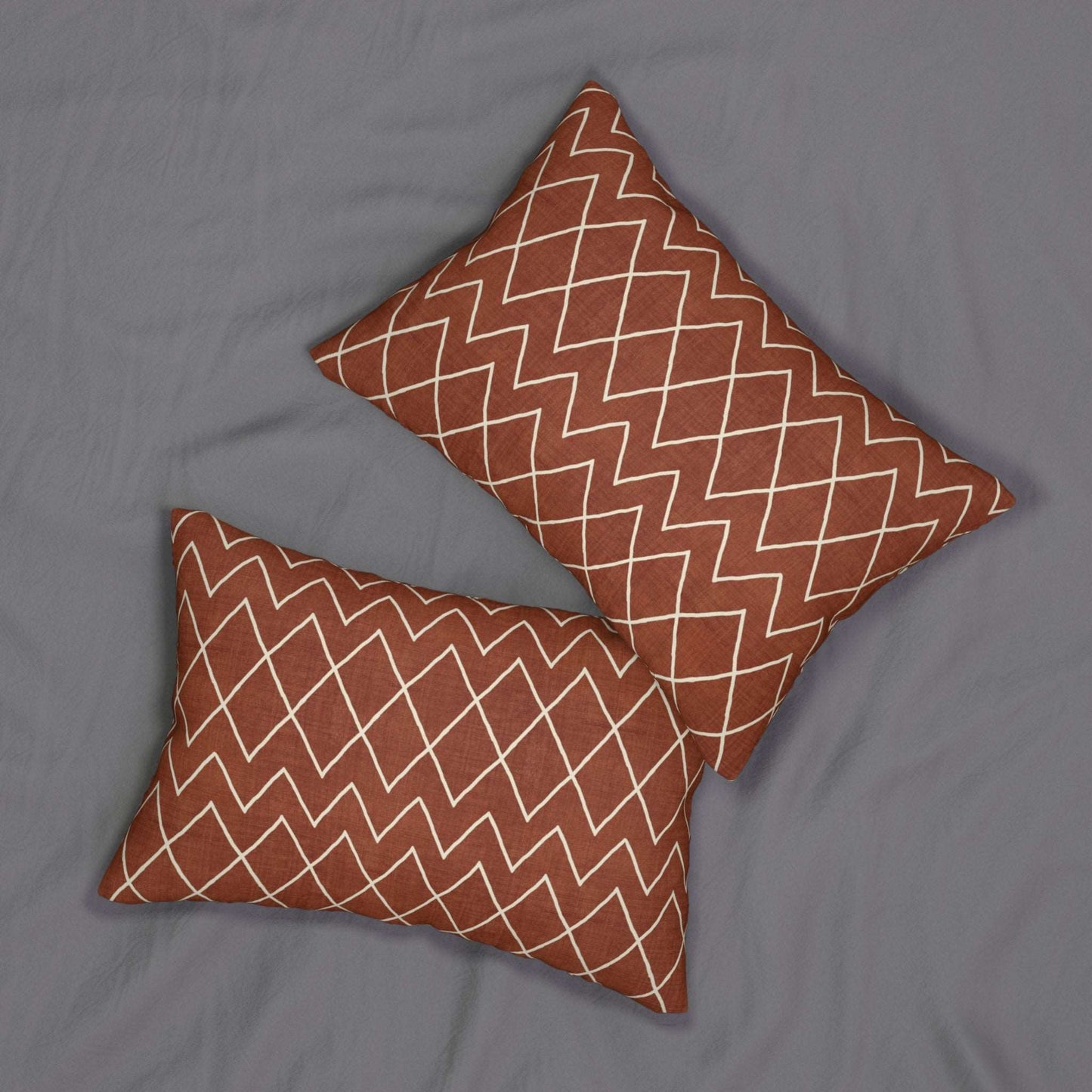 Avoca Pattern in Rust Spun Polyester Lumbar Pillow 