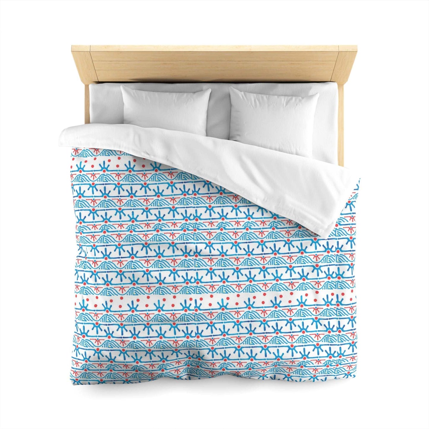 Blue Aztec Geometric Duvet Cover - Southwestern Style Bedding and Home Decor