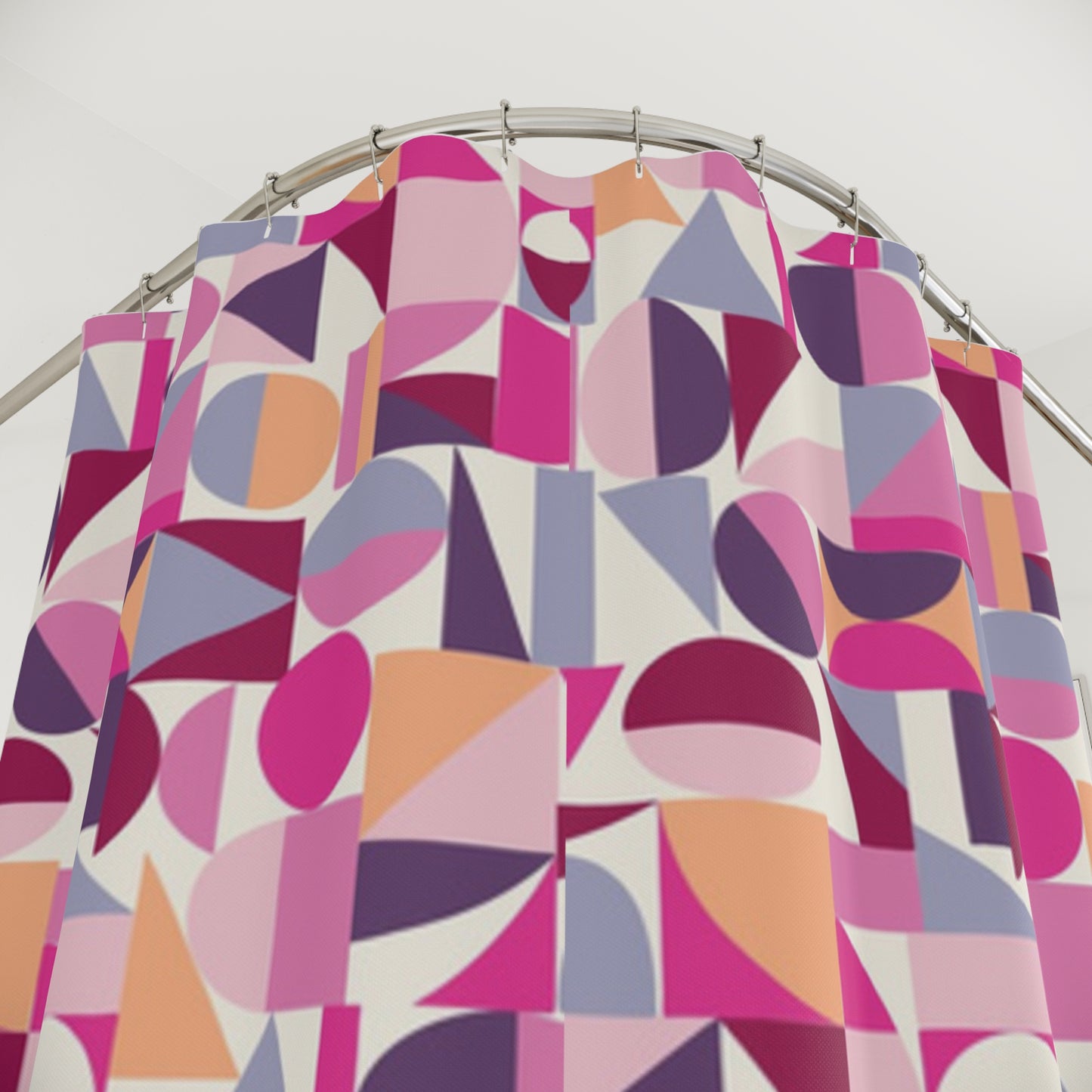 Fuchsia Bold Blocks Shower Curtain - Contemporary Bathroom Furniture, Geometric Color Block Pattern