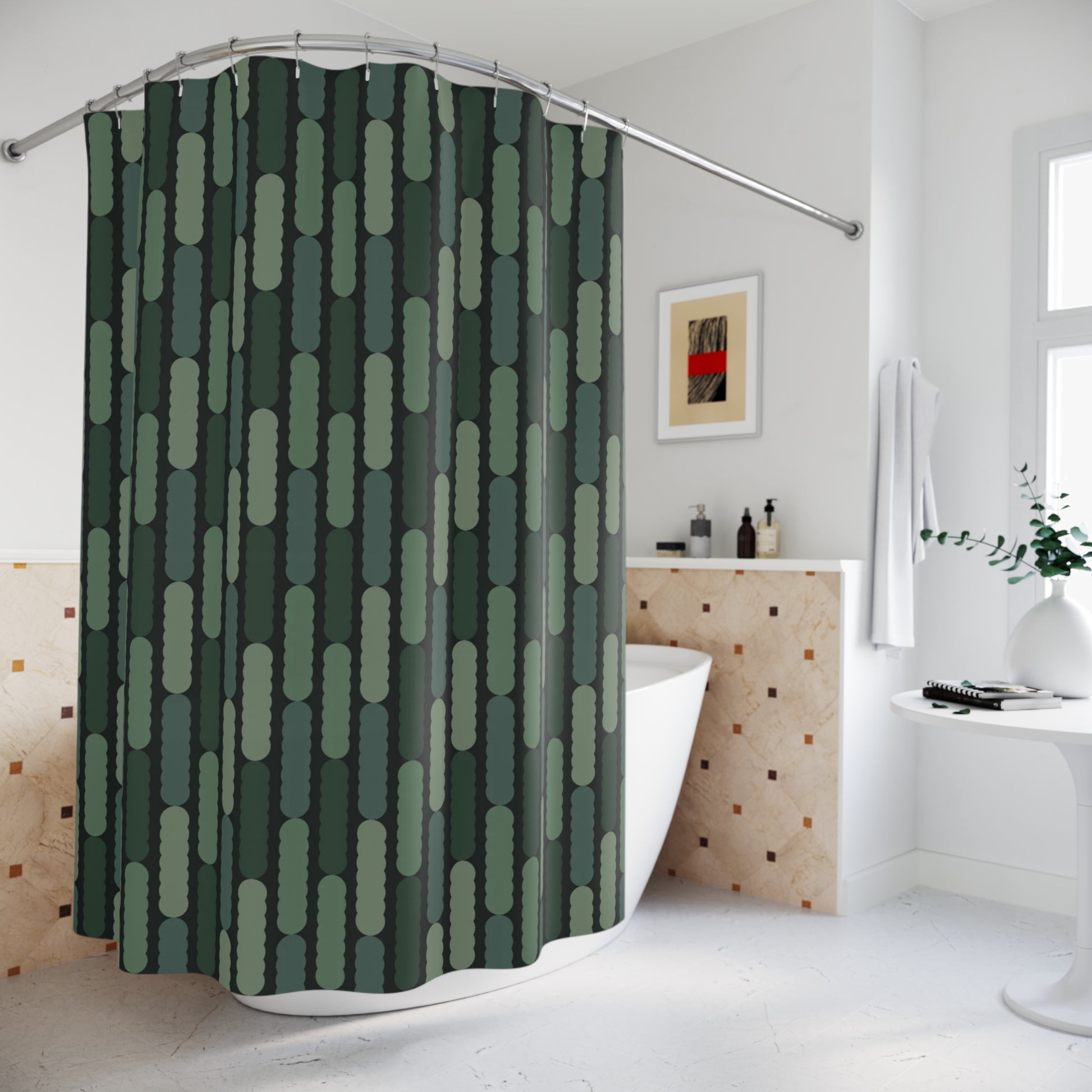 Deep Forest Deep Vertical Pattern Shower Curtain