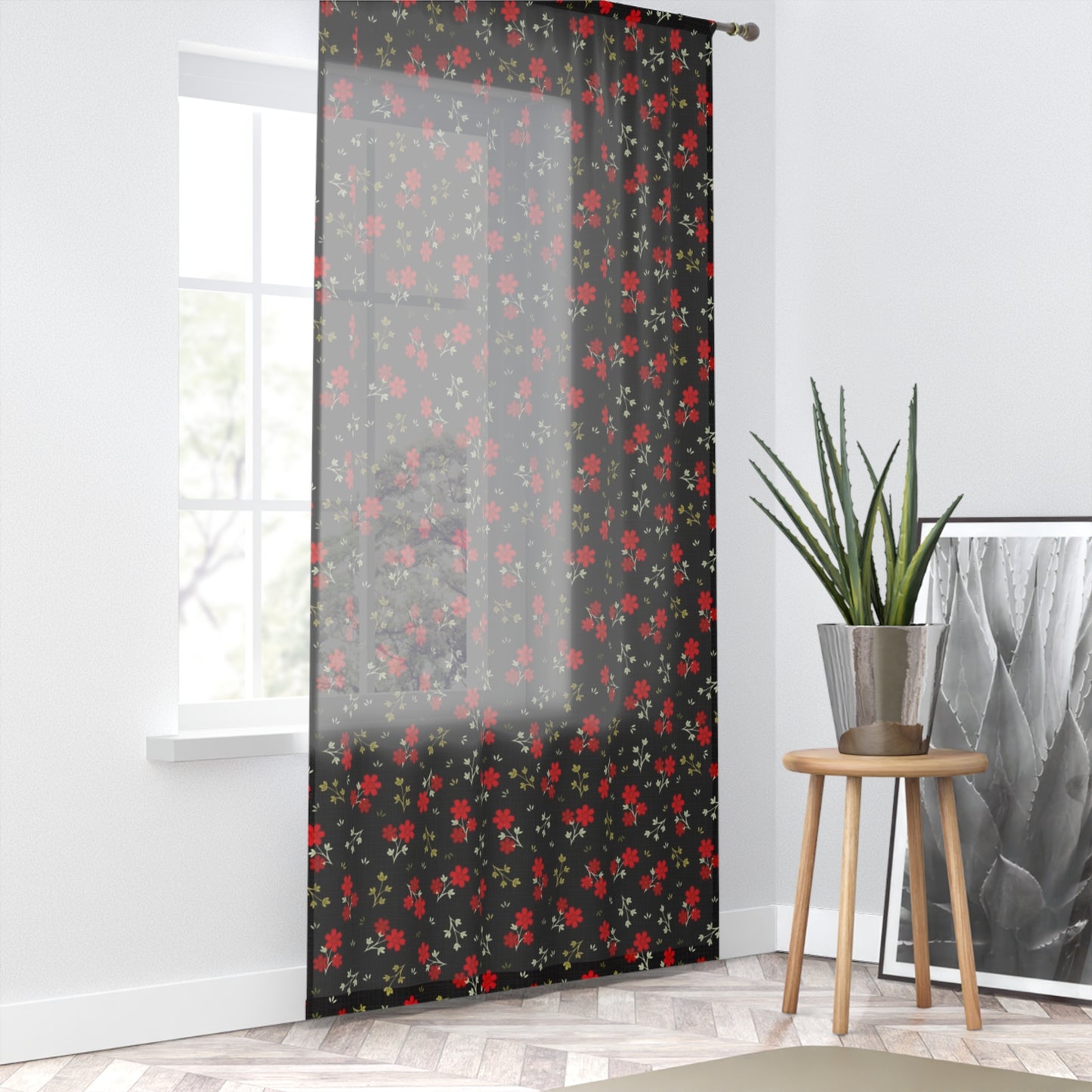 Vintage Ditsy Floral Window Curtain - Delicate Floral Room Decor