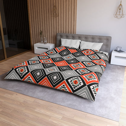 Tribal Aztec Diamond Geometry Duvet Cover - Cultural Heritage Inspired Bedding