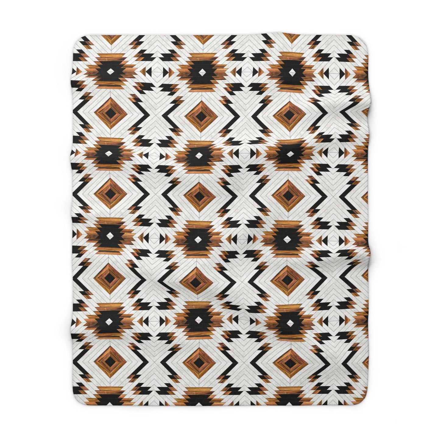 Aztec Geometric Design Sherpa Fleece Blanket - Modern Rustic Home Decor Throw