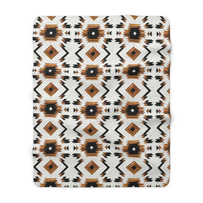 Aztec Geometric Design Sherpa Fleece Blanket - Modern Rustic Home Decor Throw