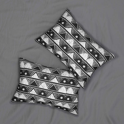 B&W Aztec Tribal Pattern Design Spun Polyester Lumbar Pillow