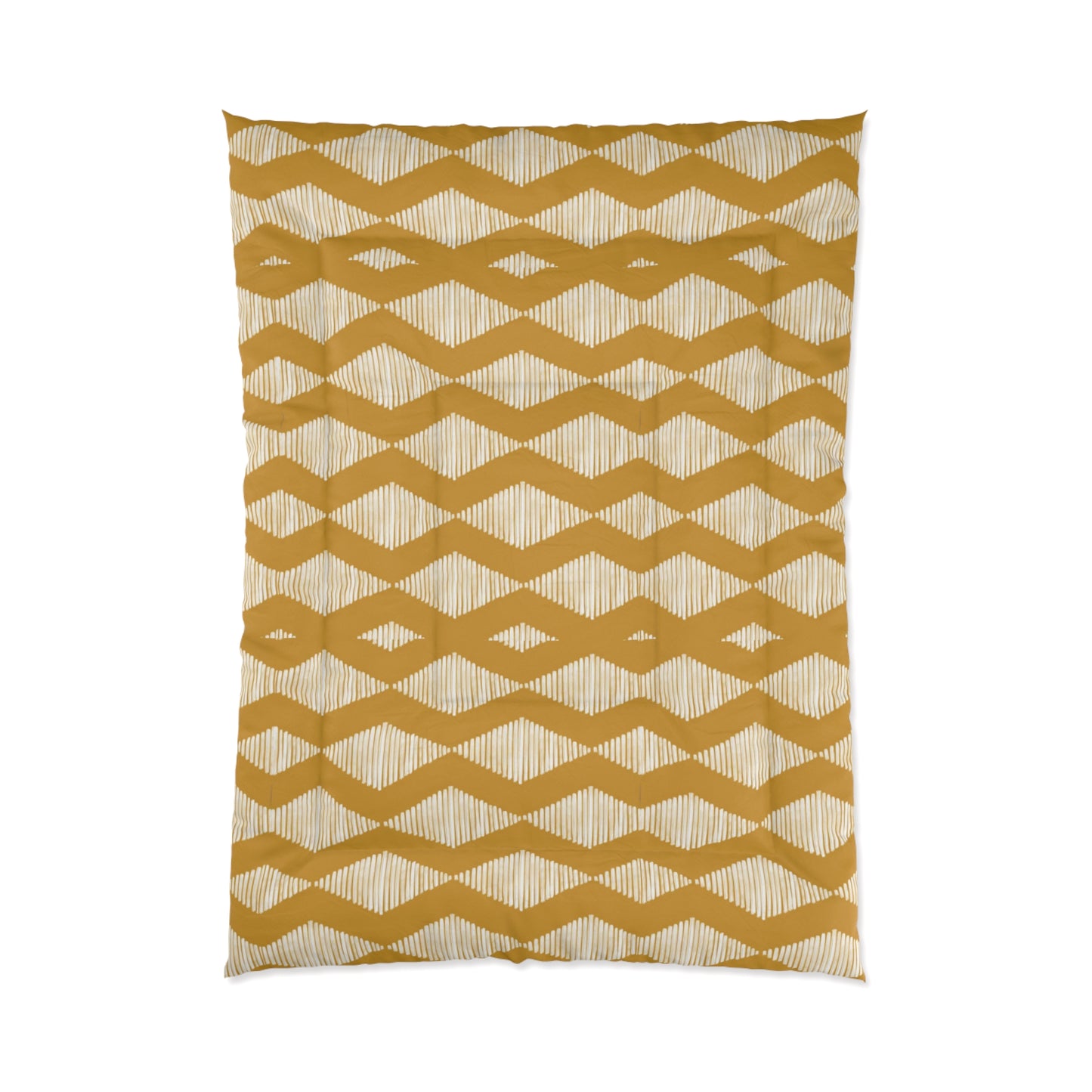 Modern Acoustic Wave Mustard Pattern Microfiber Polyester Comforter - Geometric Pattern Bedding for Adults