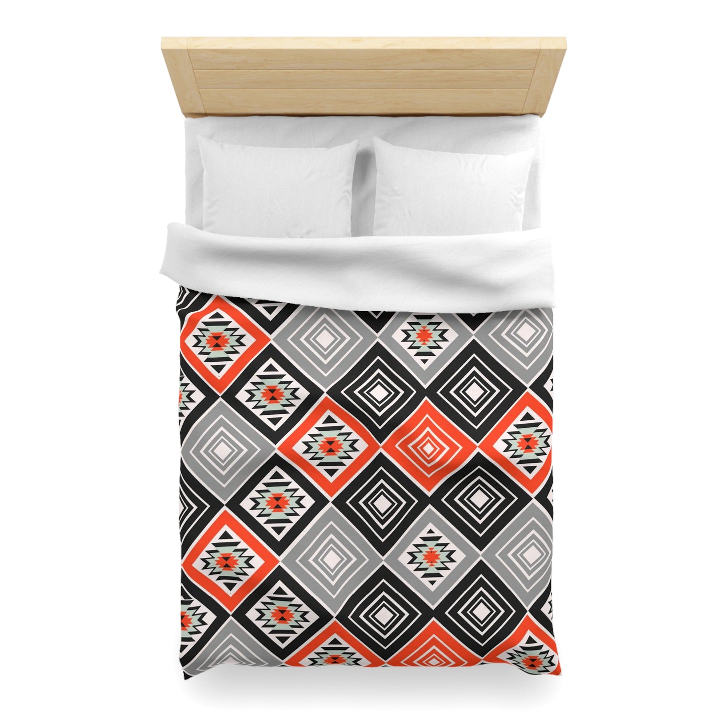 Tribal Aztec Diamond Geometry Duvet Cover - Cultural Heritage Inspired Bedding