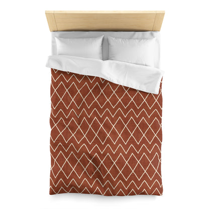 Terracotta Rust Avoca Microfiber Duvet Cover Set - Stylish Southwestern Inspired Rustic Bedding Collection