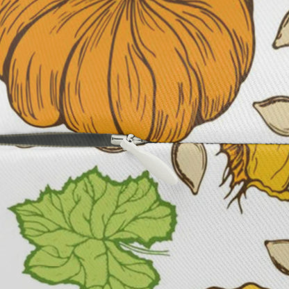 Thanksgiving Fall Harvest Pumpkin and Leaves Lumbar Pillow Cover - Autumnal Home Decor Accent