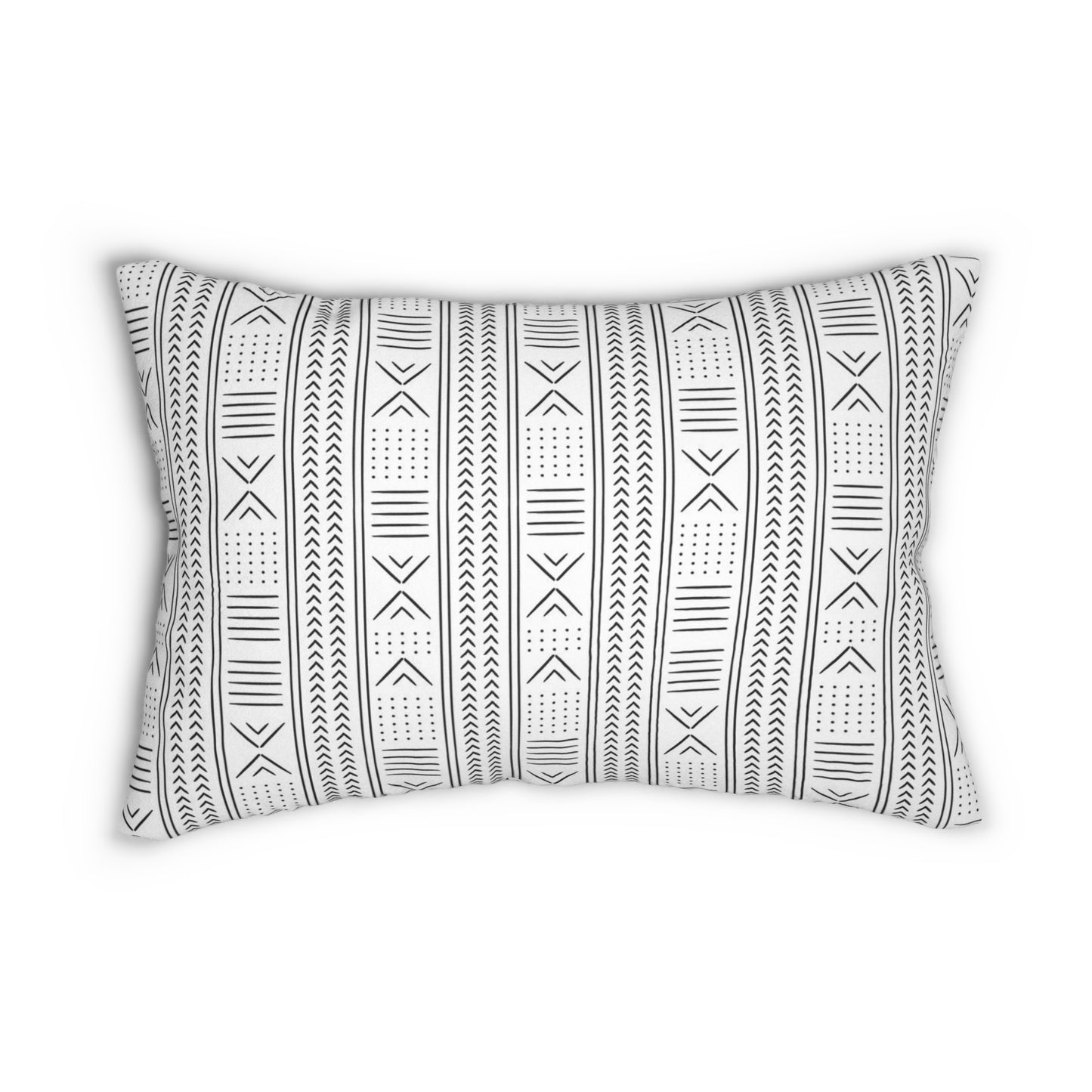 Handcrafted Mudcloth Black White Vertical Design Spun Polyester Decorative Pillow