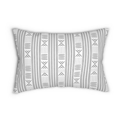 Handcrafted Mudcloth Black White Vertical Design Spun Polyester Decorative Pillow