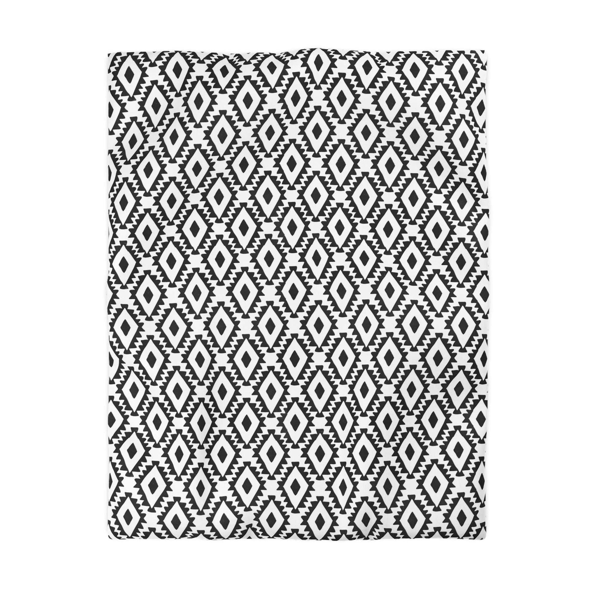 Aztec Inspired Geometric Duvet Cover - B&W Ethnic Tribal Bedding