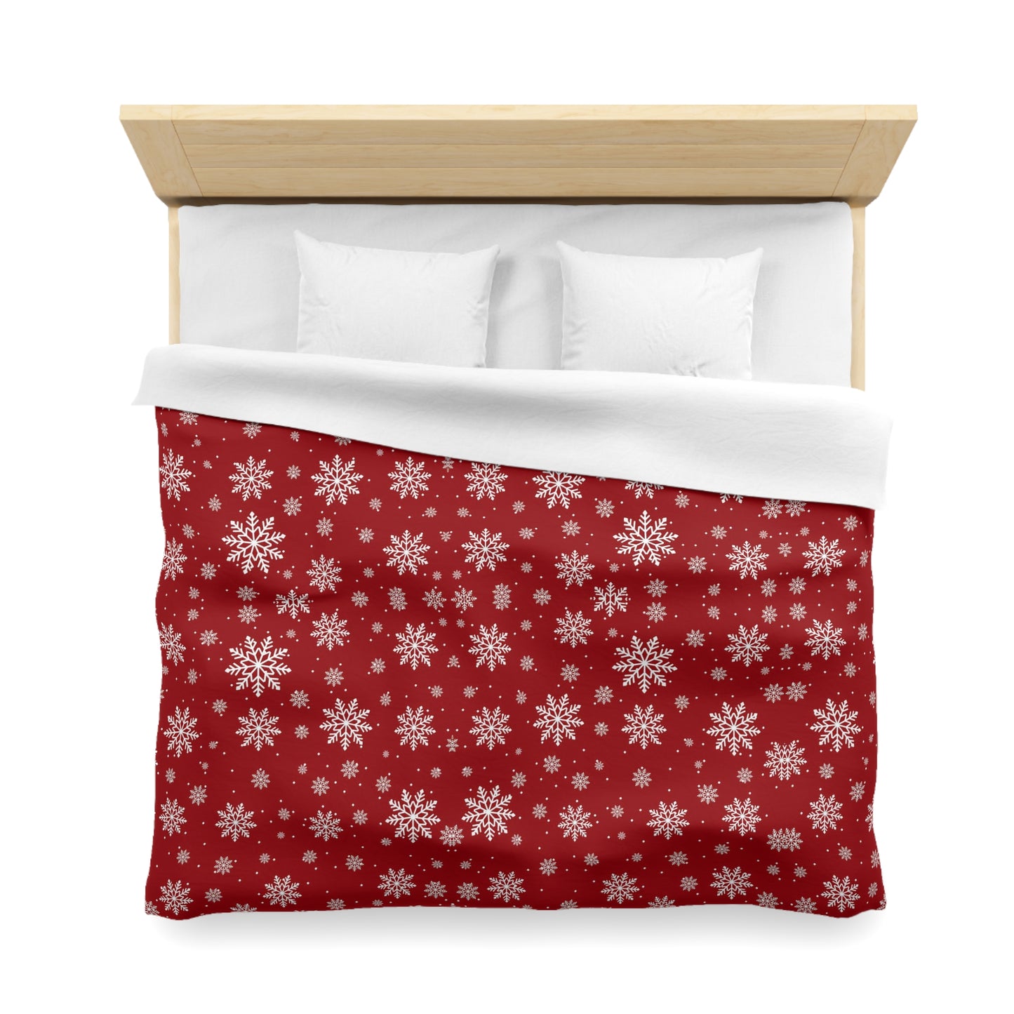 Duvet Cover - Traditional Christmas Background with Snowflakes