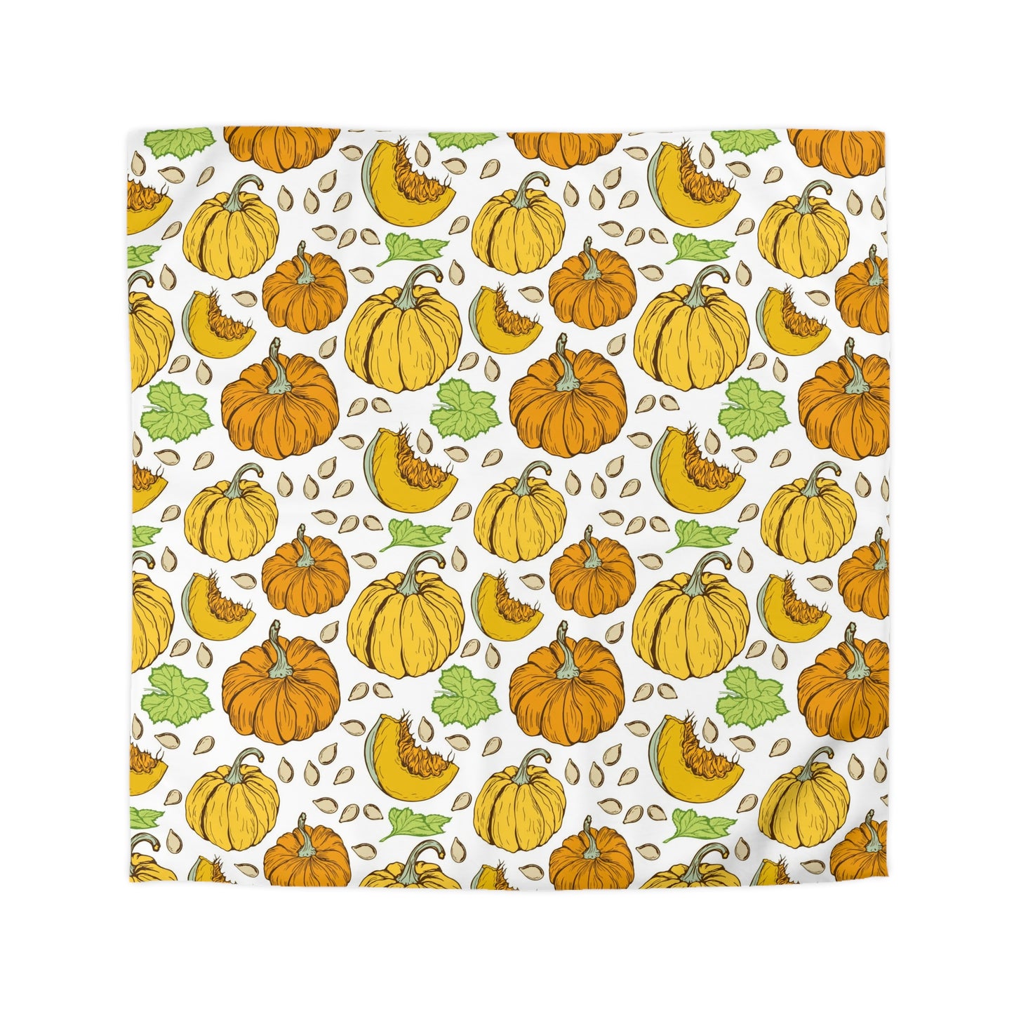 Thanksgiving Harvest Pumpkin and Leaves Duvet Cover Set - Seasonal Fall Bedding, Soft Microfiber Material, Multiple Sizes (Queen, King, Full, Twin)