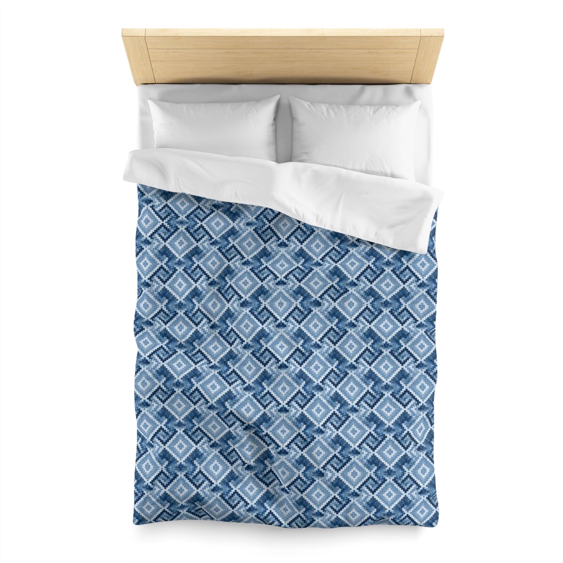 Kilim Inspired Blue Microfiber Duvet Cover